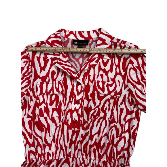 Valerie Bertinelli Red & White Animal Print Dress Size 8 Polyester Spandex - Picture 8 of 11